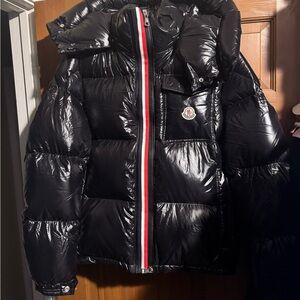 Moncler Black Puffer Jacket with Comic Detail